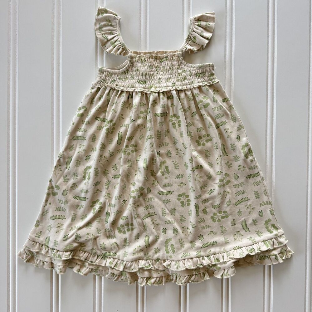 L'ovedbaby Stone Botanica | Kids' Organic Smocked Summer Toddler Girls Dress 5/6